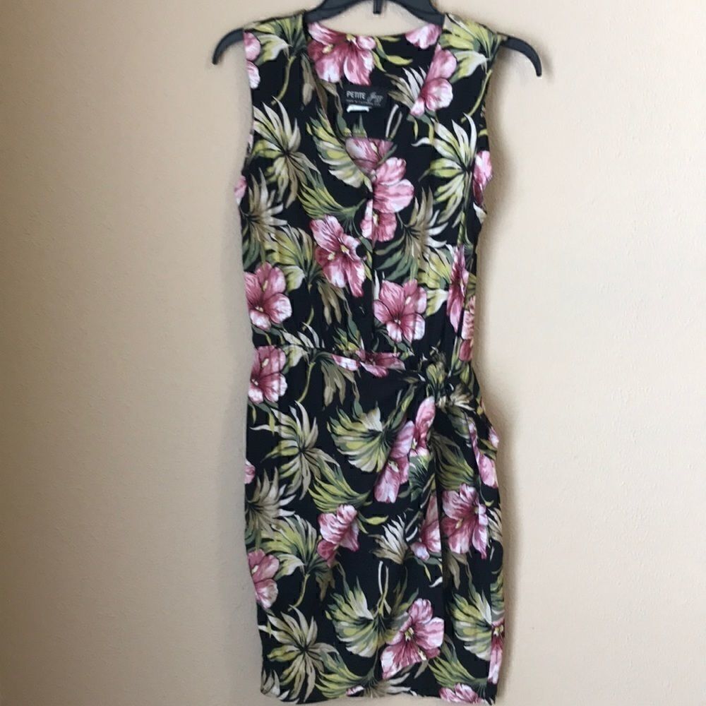 Floral Dress with faux Wrapped Skirt